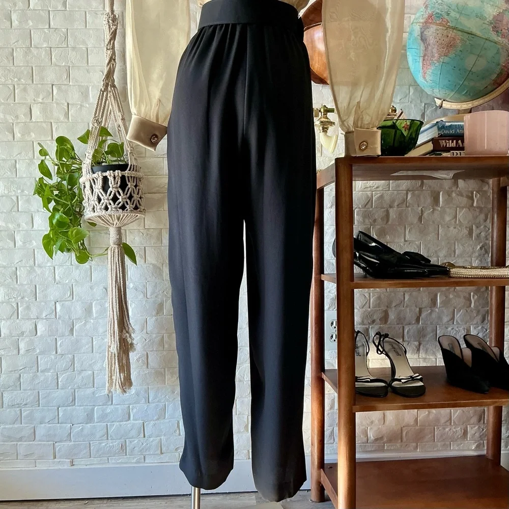 Vintage J.R. Nites by Caliendo Sheer Gold Puff Sleeve Jeweled Belted Jumpsuit - Picture 13 of 16